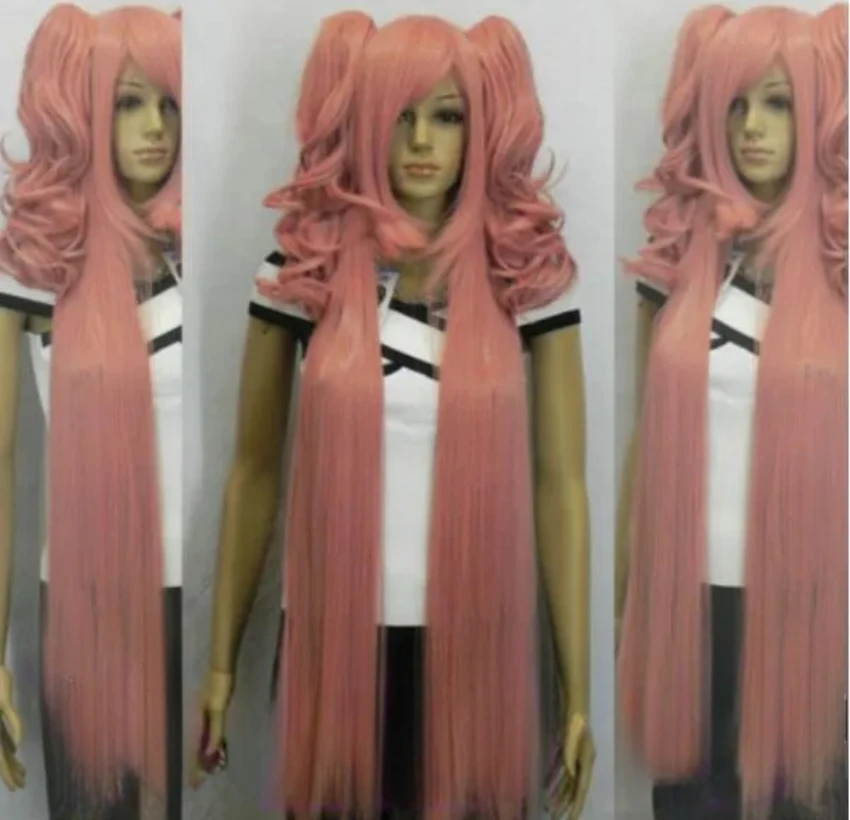 FREE SHIPPING++ Pink Long 2 Clip-On Ponytail Hair Cosplay Role Play Japanese Wig heat resistant fibers Hair wigs