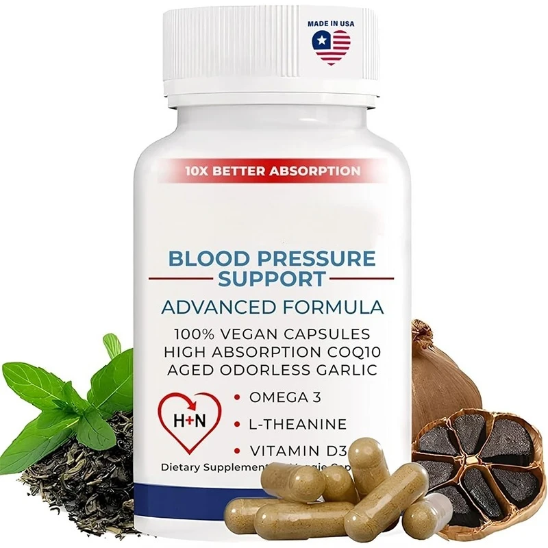Blood Pressure Support Supplement, Black Garlic Extract Containing Coenzyme Q10, -60 Capsules