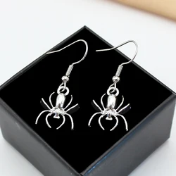 Retro Silver Color Spider Drop Earrings for Women Sweet Brincos Jewelry Simple Accessories Wholesale Birthday Gift