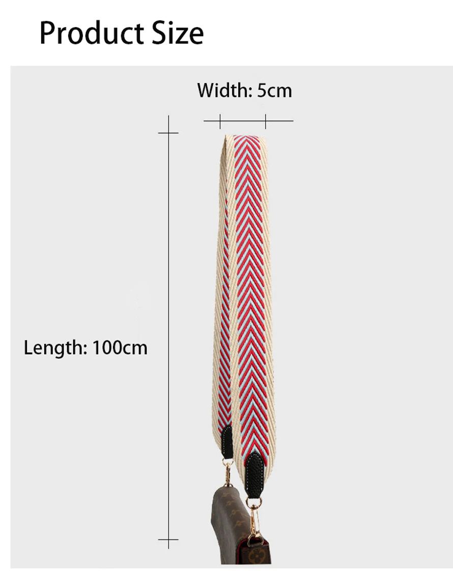 5cm Colorful Striped Wallet Accessory Polyester Cotton Bag Chain Replacement Wallet Shoulder Strap Crossbody Strap
