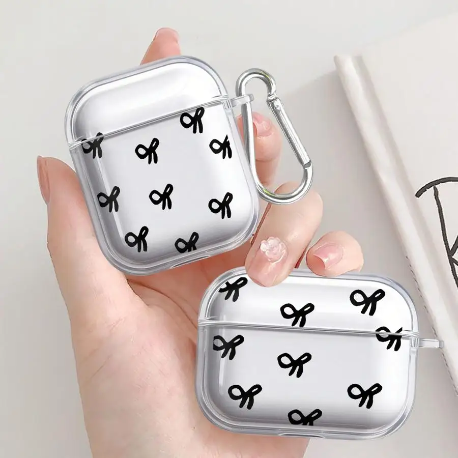

Fashion Bow Case For Airpods Pro 4 1 Pro2 Pro3 2 3 Clear Earphone Cases Cover