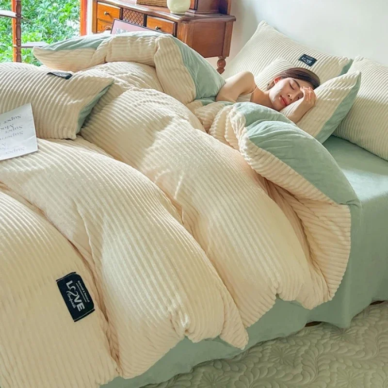Thick Winter Solid Color Velvet Duvet Cover Warmth Comforter Cover Double Soft Quilt Cover Twin Queen King Bedding Set 150x200cm
