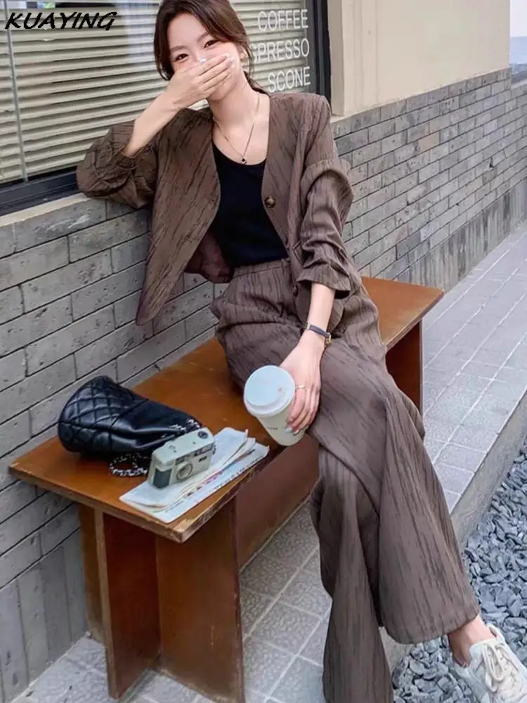 Korean Elegant Women Blazer Pants Suits Autumn Business Formal Suit Jackets Office Lady 2 Pieces Set Female Casual Chic Clothes