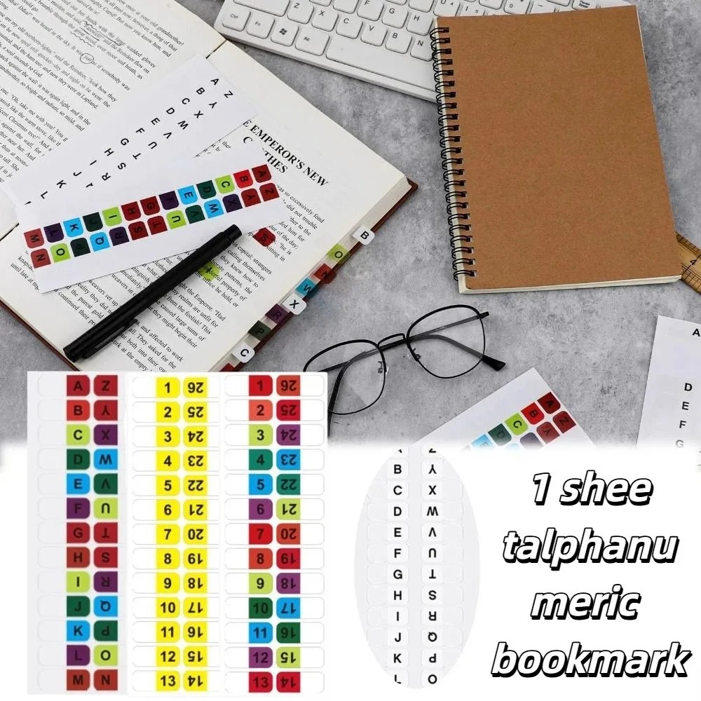 Colorful Alphabet Index Label Stickers Waterproof Study Alphabet Page Markers Organizer Planner Self-Adhesive Index Tabs Binders