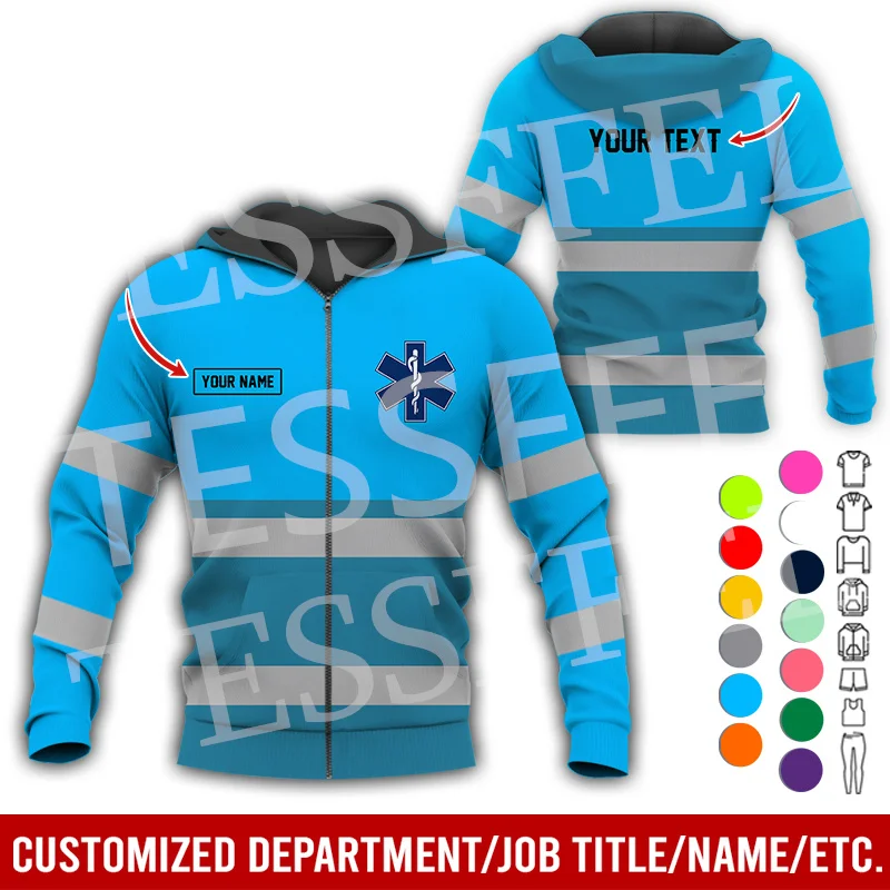 Custom Name Cosplay EMS EMT Medical Paramedic Nurse Worker Tattoo Retro 3DPrint Pullover Harajuku Jacket Casual Funny Hoodies 37