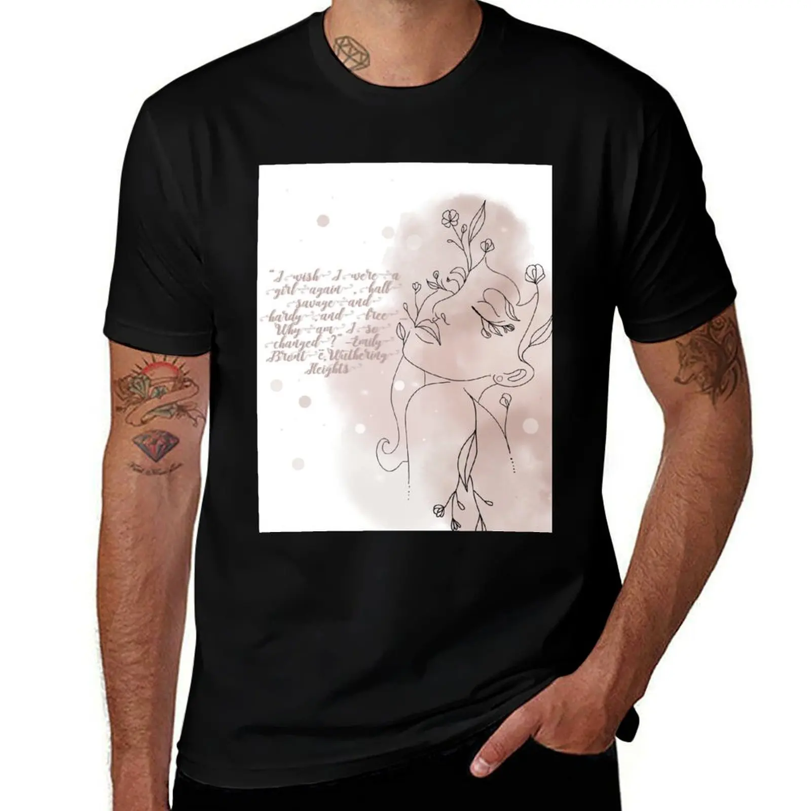 Emily Bronte Wuthering Heights Quote T-Shirt Trendy Pattern for Men T-Shirt