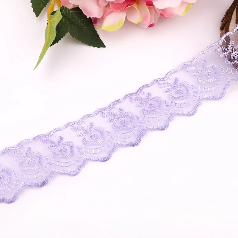 2 Yards Multi Color Embroidery White Lace Ribbon Wedding Clothing Accessories DIY Sewing Crafts Clothing Dress Fashion Lace Trim