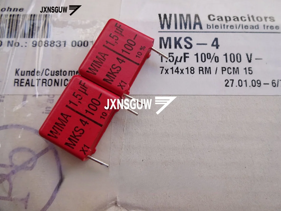 

10PCS Original WIMA MKS4 1.5UF100V P10MM Film capacitor 155/100V Electrolytic Capacitor 1.5UF 100V 1U5 155 Red