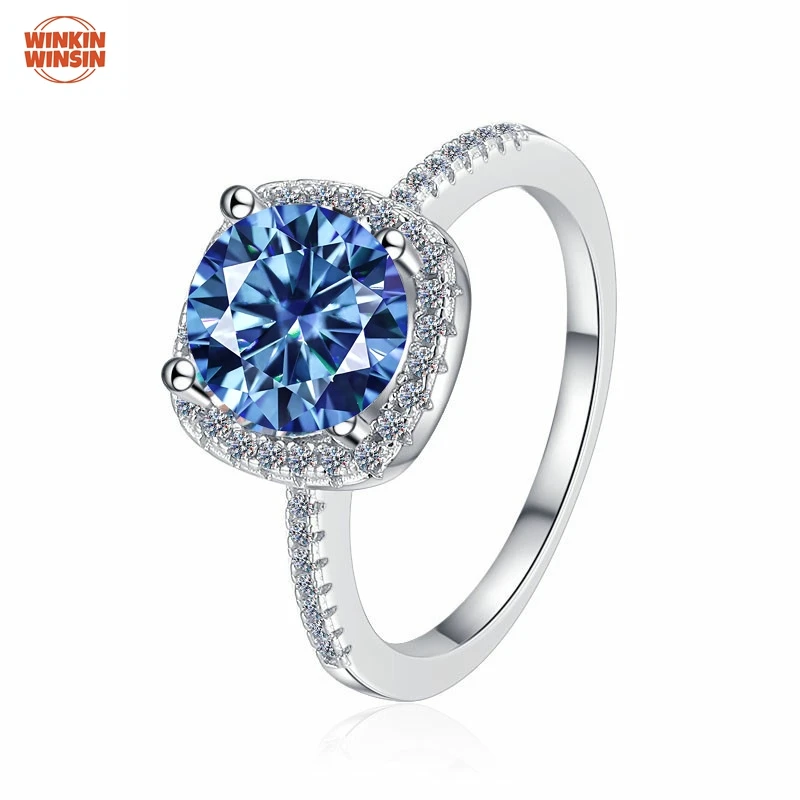 

Winkin Winsins925 sterling silver one-carat classic square bag, high-end moissanite ring for women