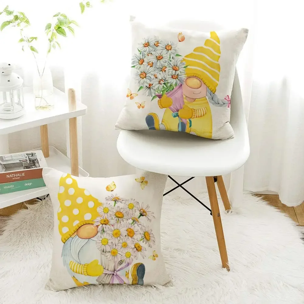 40x40cm Outdoor Yellow Pillowcase Spring and Summer Decoration Cushion Cover Family Decoration Garden Sofa Daisy