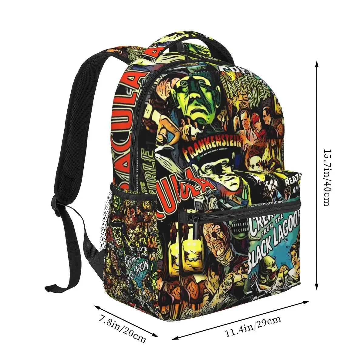 Horror Cult Universal Monsters Movies Face Mask Backpacks Boys Girls Bookbag School Bags Rucksack Shoulder Bag Large Capacity