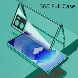 360 Full Case For Xiaomi POCO X7 Pro 5G Case Double Sided Magnetic Adsorption Metal Capa Tempering Glass Cover For Poco X7 Pro