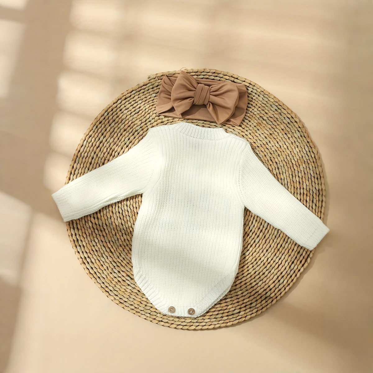 2pcs Newborn Knit Baby Sweater Bow Set Women's Baby Pullover Sweatshirt for Fall and Winter Baby Outfits image 4