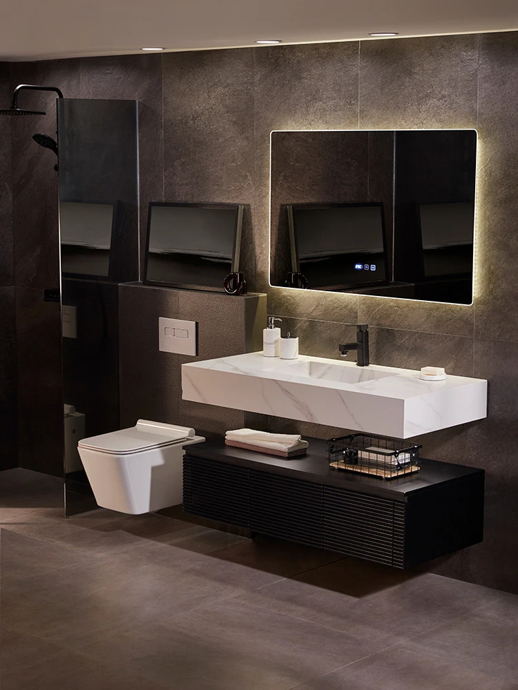 Wanghongyan board integrated basin bathroom cabinet, modern and simple wash basin combination, home bathroom, customized