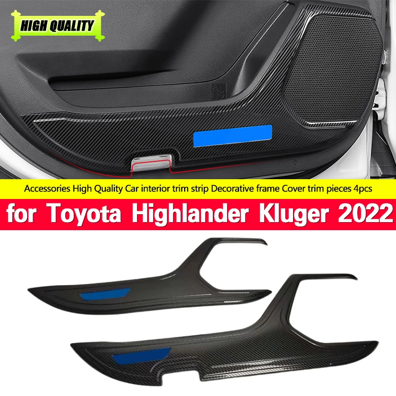 For Toyota Highlander Kluger 2022 Carbon fiber Stainless Inner Door Protective Cover Anti-Kick Board Sticker Trim Decoration