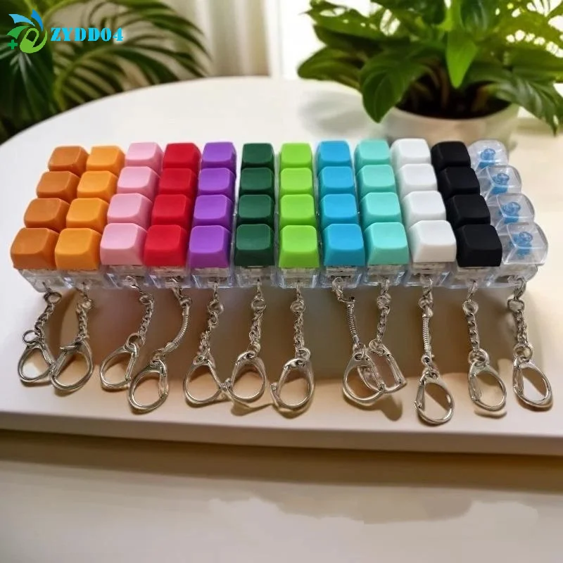 ●1Pcs 4 Keys Finger Keyboard Caps DIY Keyboard Clicker Toys Button Keycap  Keychain For Adult Relief Stress Toy