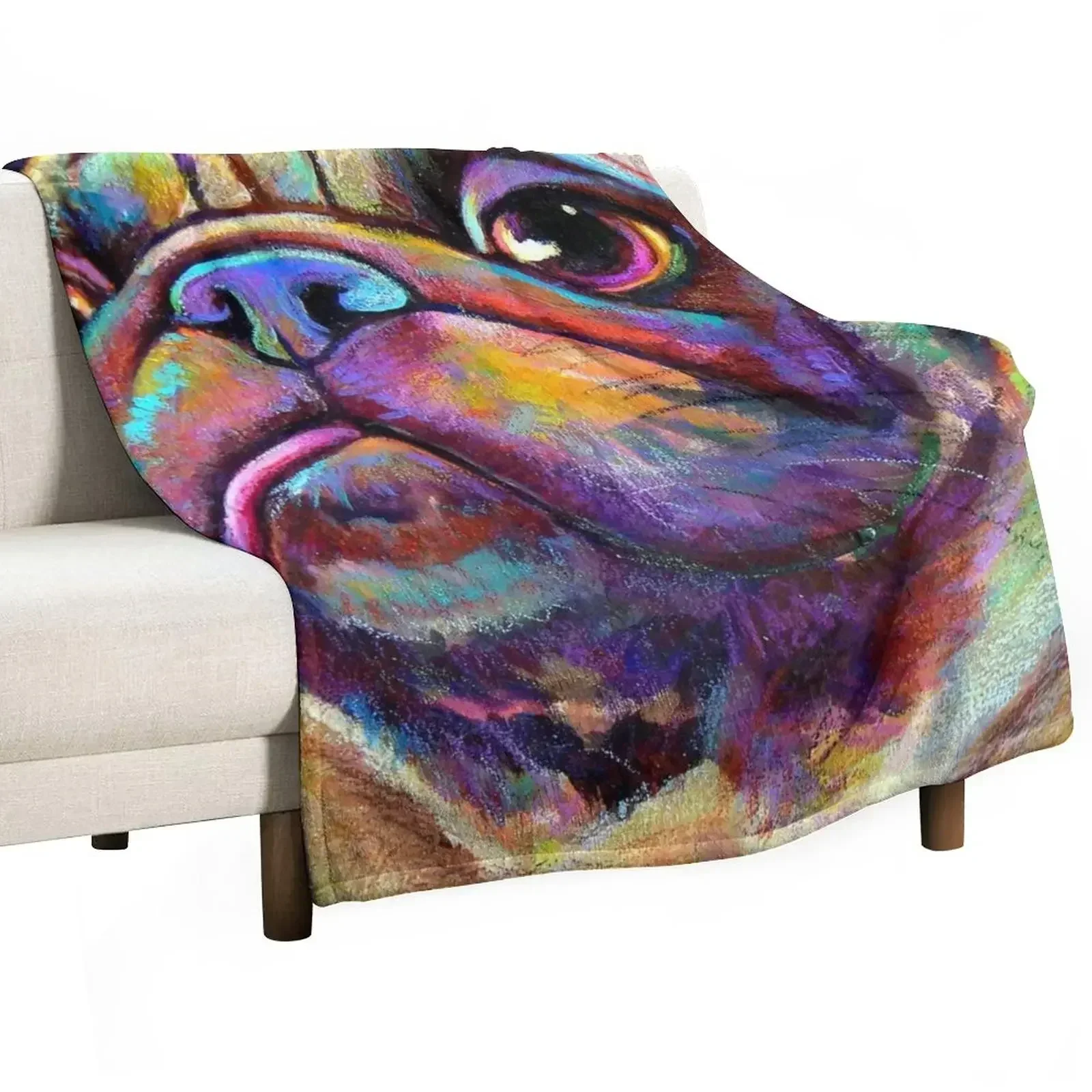 

Adorable PUG PUPPY with DERP TONGUE Throw Blanket Bed linens Thin for sofa Flannels Blankets