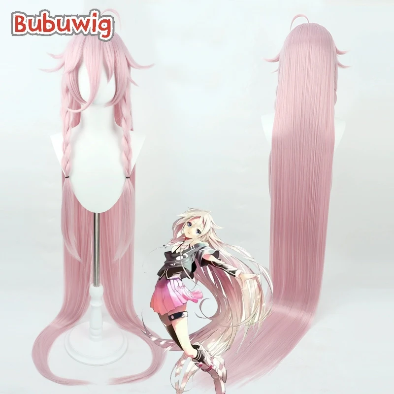 Bubuwig biblioteca de cabelo sintético ia cosplay perucas vocaloid3 biblioteca ia role play 150cm longa reta luz rosa peruca resistente ao calor