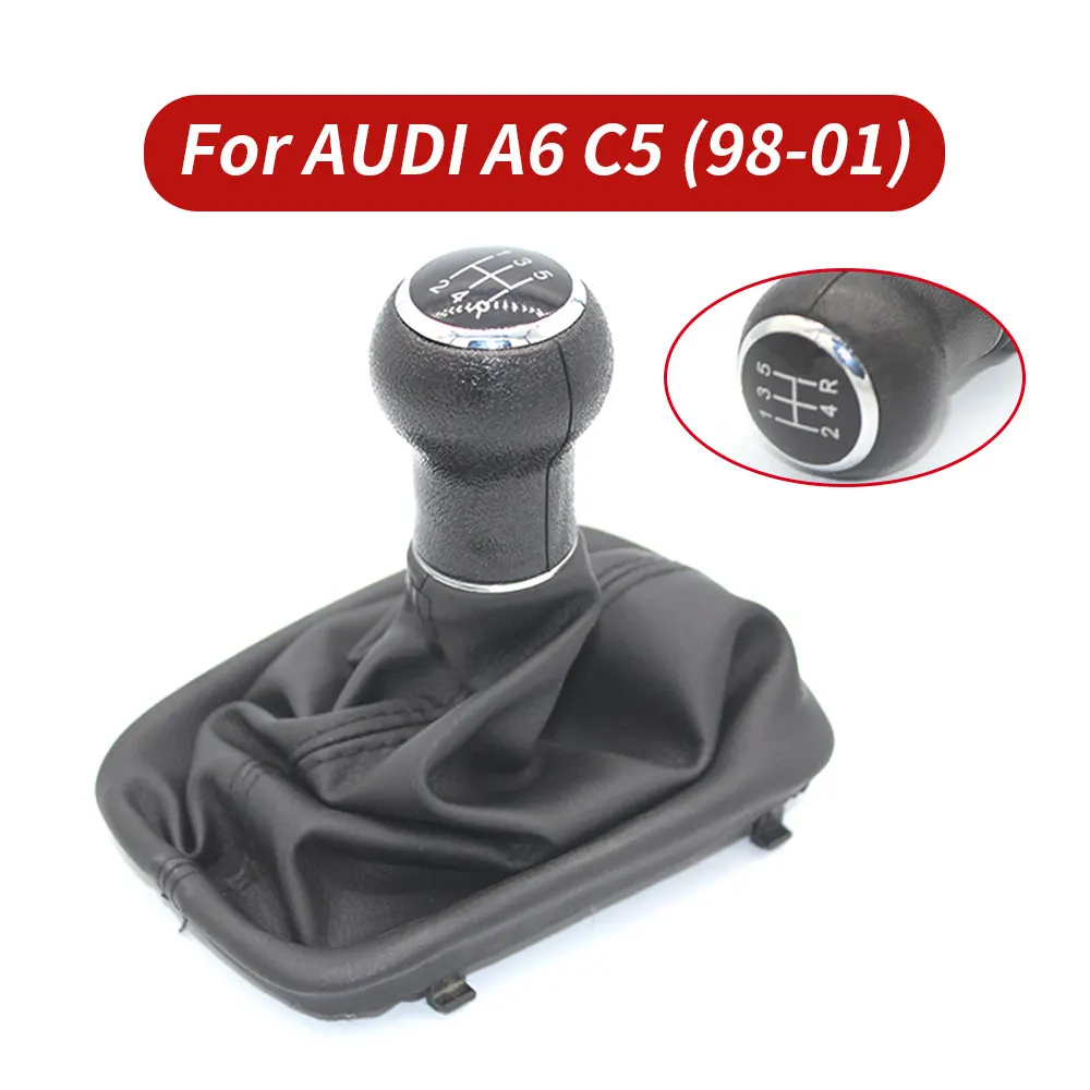 5 6 Speed Car Gear Shift Knob Lever Stick Gaiter Boot Kit Cover For Audi A6 C5 A4 B5 A8 D2 1998-2001 Auto Styling Accessories