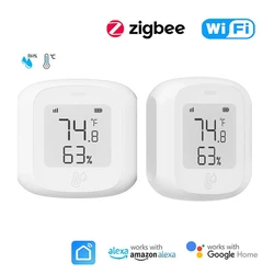 WiFi Temperature Humidity Monitor Smart  with LCD Screen Indoor Thermometer Hygrometer Compatible with Alexa Google Home