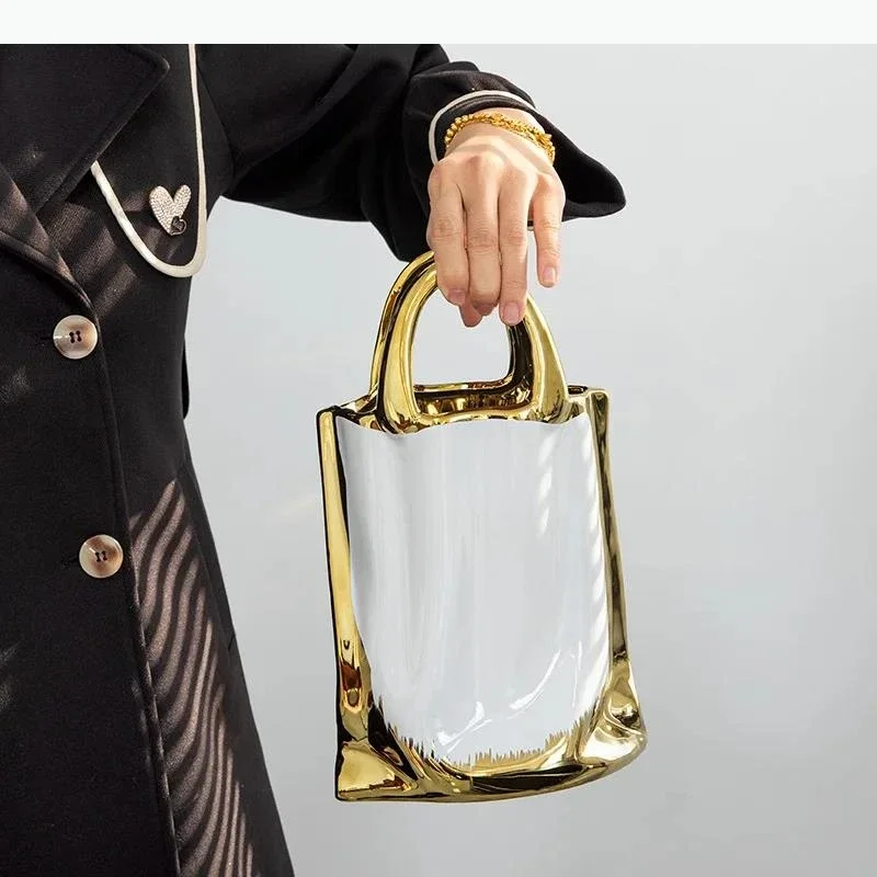 Handbag Shape Vase Ceramic Plant Pot Table Decoration Flower Arrangement Flowers Vases Room Aesthetic Decor
