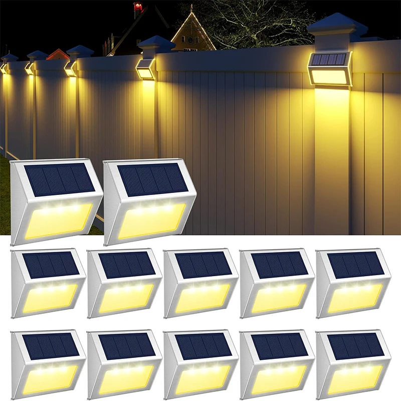 

Solar Deck Lights Fence Lights Outdoor Step Lights Waterproof Solar Lights for Railing Stairs Step Fence Yard Patio and Pathway