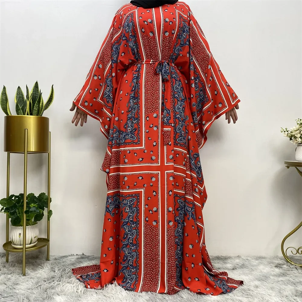 

Мусульманские абайи для женщин, модное платье большого размера с длинными рукавами и рукавами «летучая мышь», элегантное мусульманское платье, повседневное женское платье в Дубае, Турция