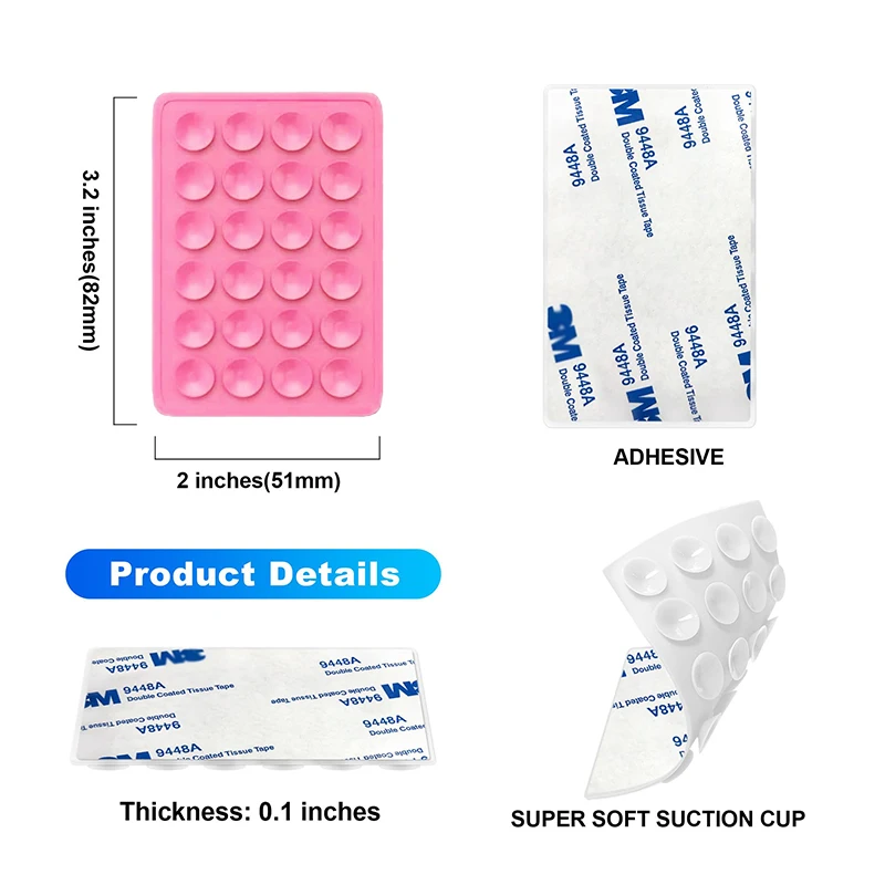 1pc Suction Cup Wall Stand Mat Multifunctional Silicone Suction Phone Holder Square Anti-Slip Single-Sided Leather Case Mount image 6