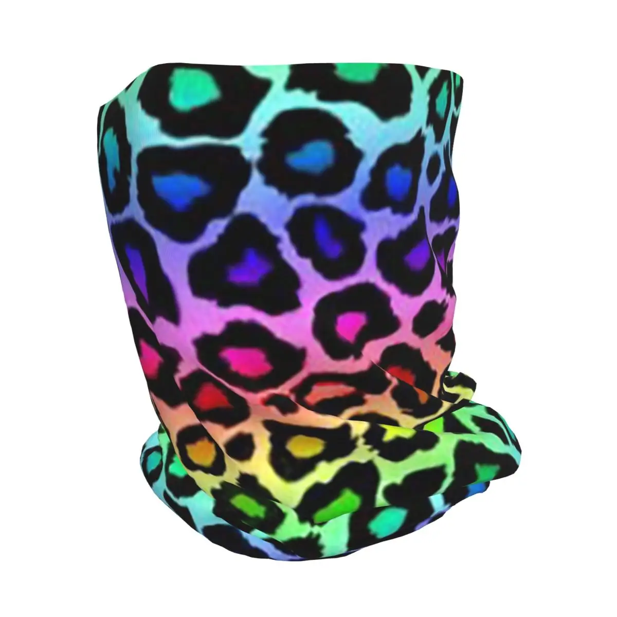 Colofrul Rainbow Leopard Animal Skin Cheetah Bandana Neck Gaiter Magic Scarf Cycling Scarf Beanies Hat for Men Women All Season