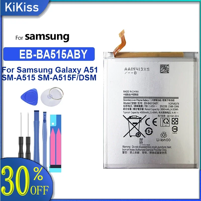 

EB-BA515ABY Battery 4000mAh For Samsung Galaxy A51 SM-A515 SM-A515F/DSM Mobile Phone Bateria