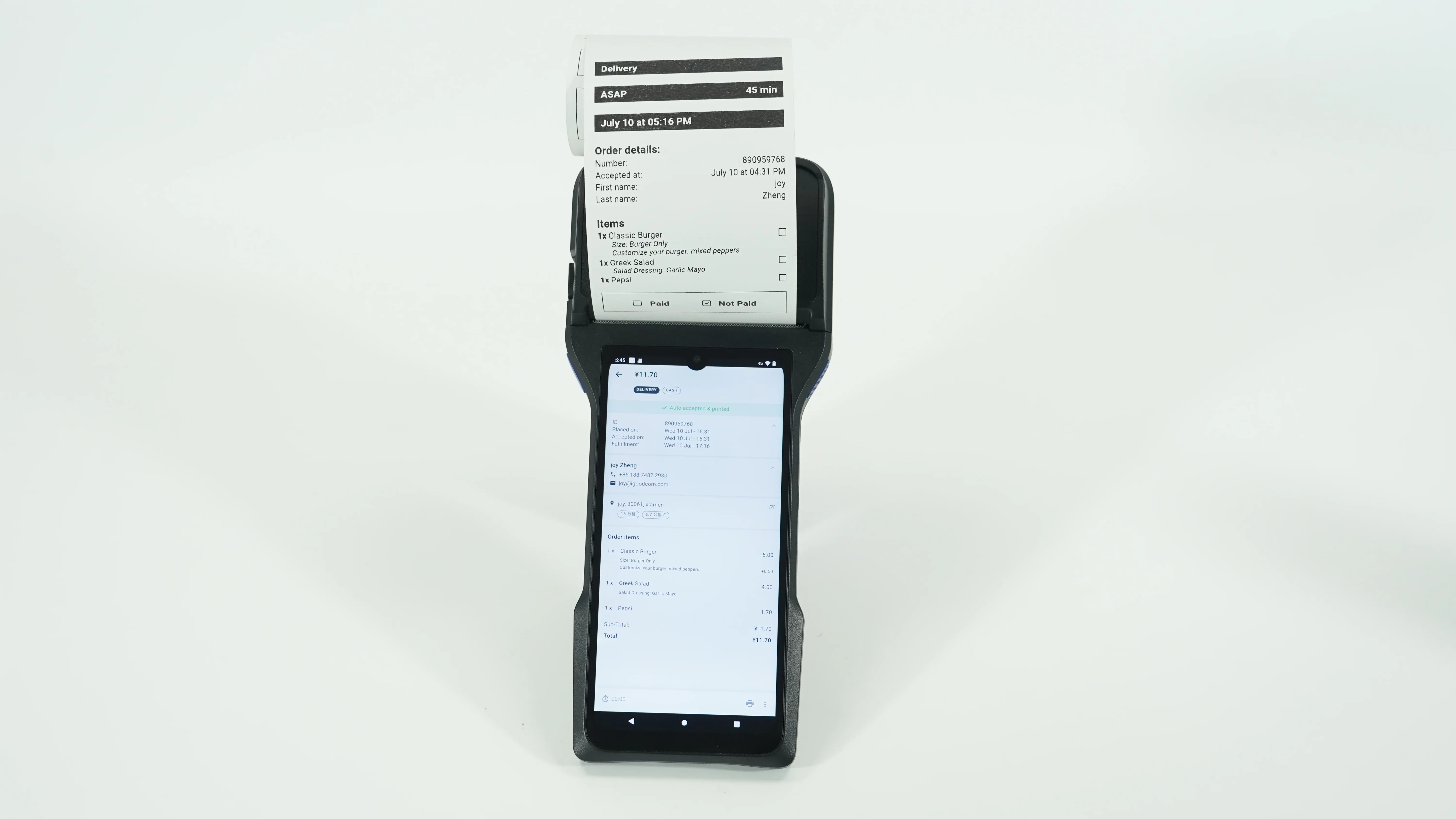 Terminale POS Android portatile con touch screen Android 12 con stampante NFC da 80 mm Punto di vendita dei sistemi