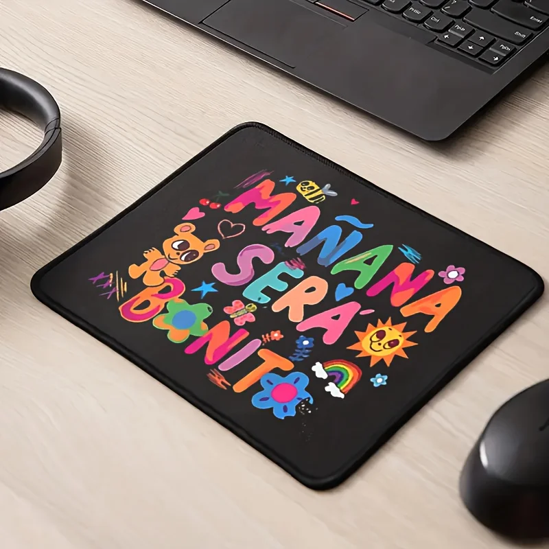 Cartoon Letter Pattern Mousepad Office Computer Game Locking Square 22x18 Mouse Pad Washable Non-slip Hand-painted for Home Mat