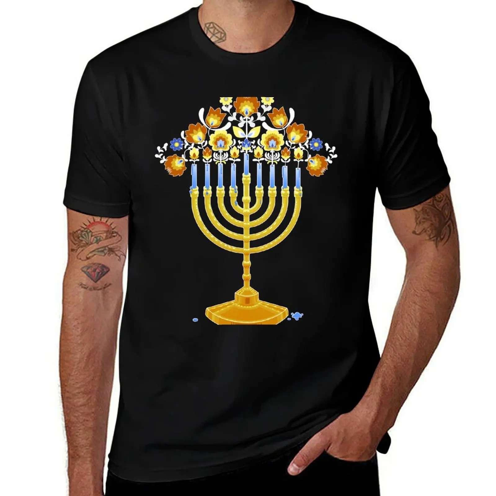 

for Hanukkah T-Shirt shirts for Menorah graphic fit man shirts shirts t for anime slim t man t tees man Floral Polish 2020