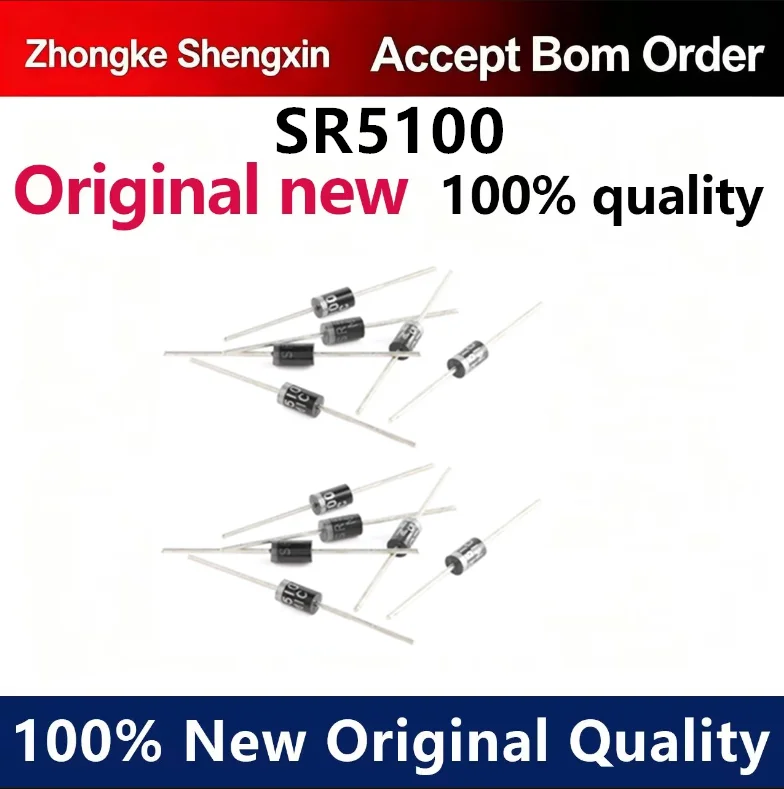 （5pcs-10pcs）SR5100 Schottky diode replaces HBR/SB5100 direct insertion chip rectifier 5A100V