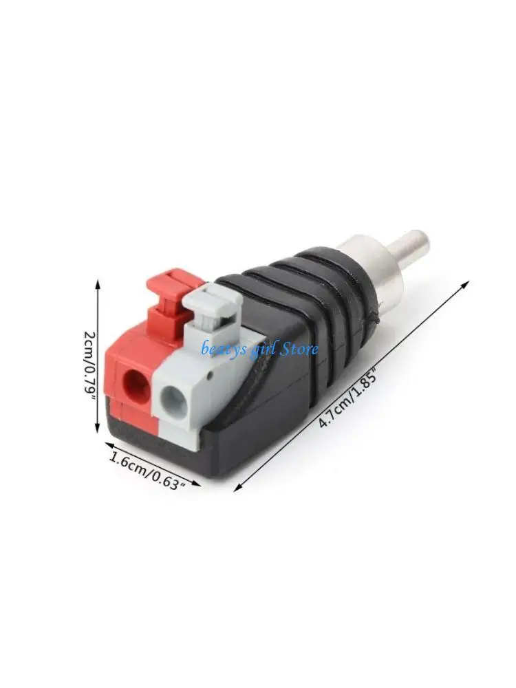 C7AB Speaker Wire A/V Cable to o Male RCA Connector Adapter Press Terminal