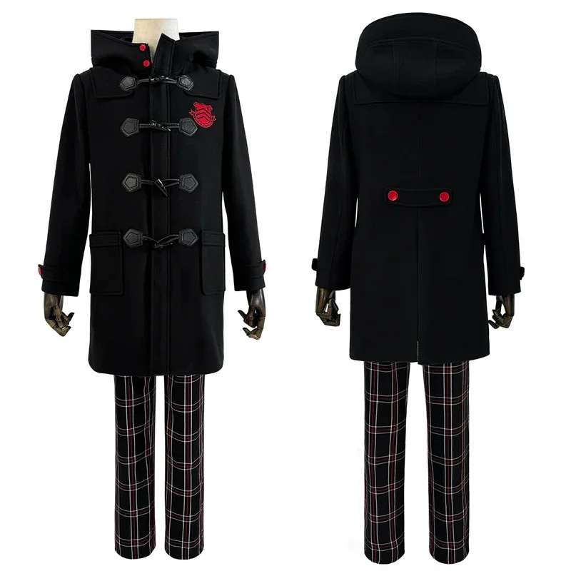 

FC6HOLOUN P5 Game Ren Amamiya Cosplay Costume Wig Joker Winter Embroidery Hoodie Coat Pants Daily Wear Unisex Halloween Chr@FC8！