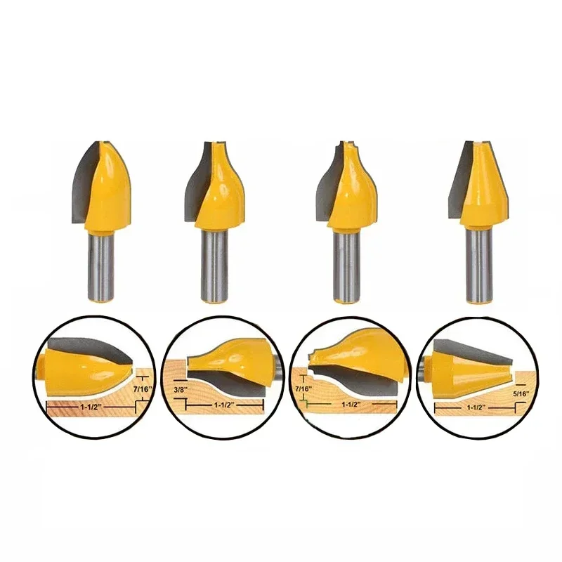 

4pcs 12mm 1/2" Shank Vertical Raised Panel Router Bit Tenon Cutters Set Door Woodworking Cutter Wood Drill