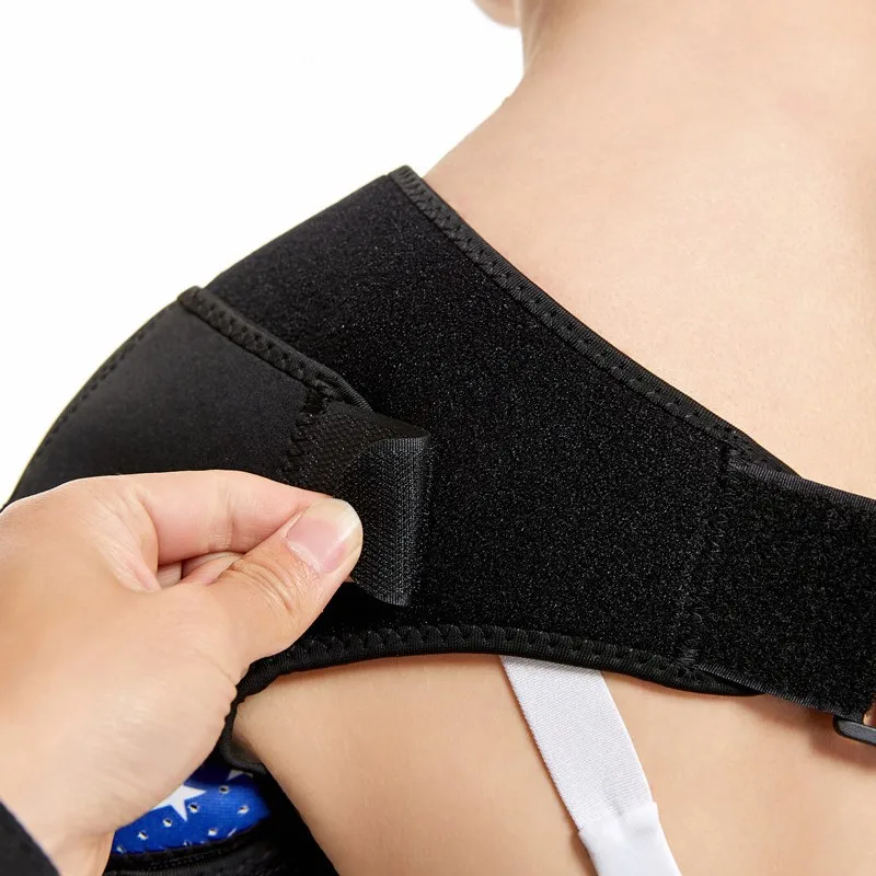 Unisex Adjustable Shoulder Brace Sports Care Single Shoulder Support Bandage Protection Back Brace Guard Strap (can add ice bag)