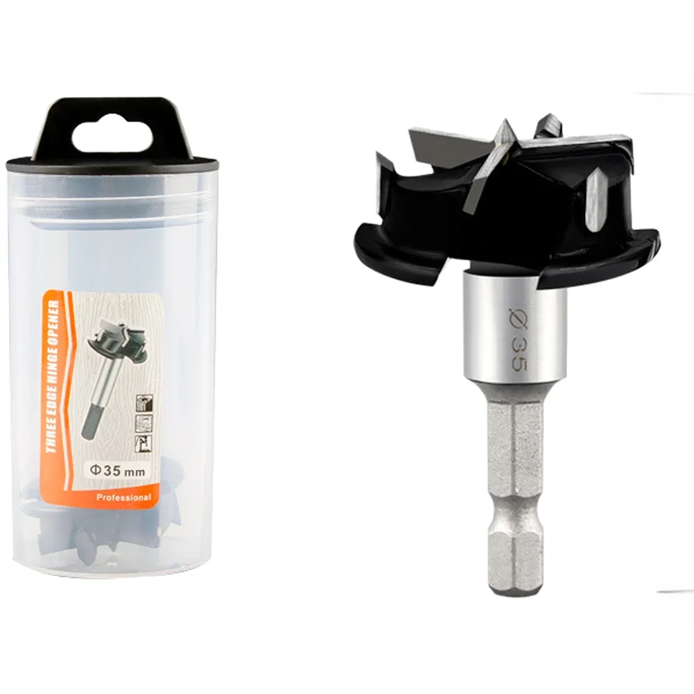 Hole Cutter 35mm Woodworking Hinge Hole Cutter With Limit Stop Triple-Blade For Drawer Cabinet 15° Angled-Blade Hole Punch