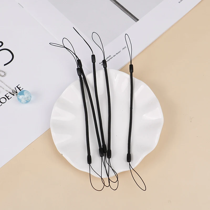

5 Pcs Highquality Stylus Spring Secure Cord Black Mobile Phone Lanyard Spring Cords PVC Phone Strap
