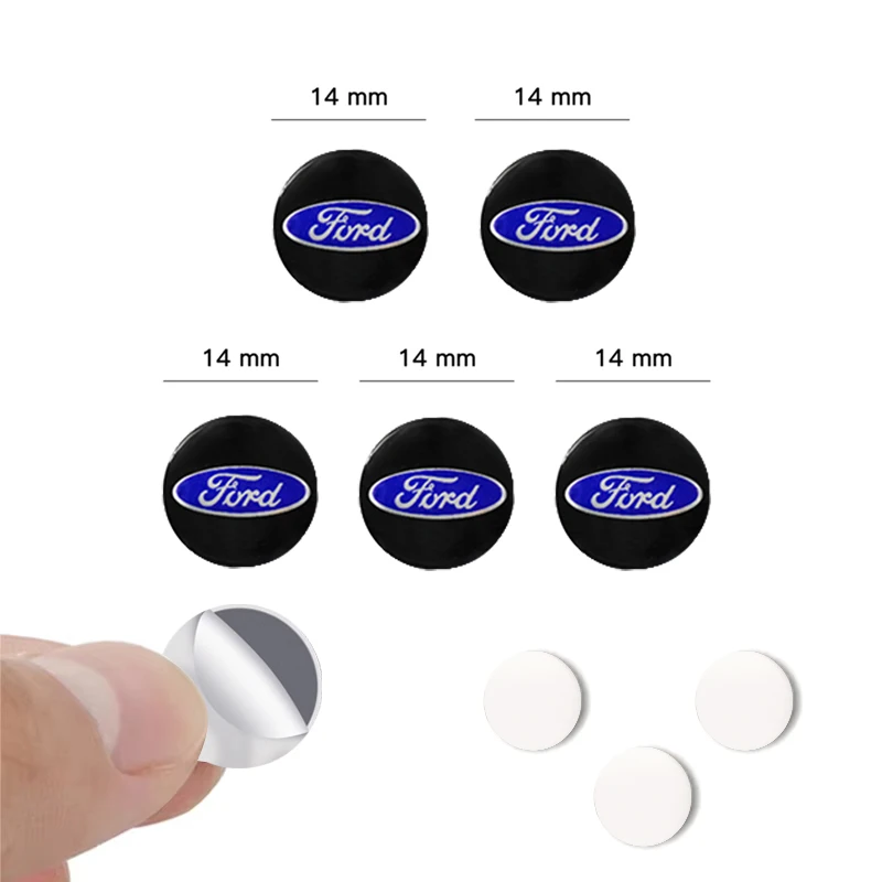 14mm Car Control Key Logo Sticker Accessory for Ford Kuga Transit Ecosport ESCORT Fiesta Mk7 Focus Ranger Mondeo Mustang Transit