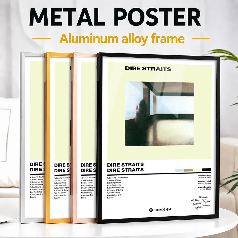 Dire Straits Album Framed Metal Poster Personalized Photo Curated Sound Style Wall Art For Music Room Thoughtful Musician Gift