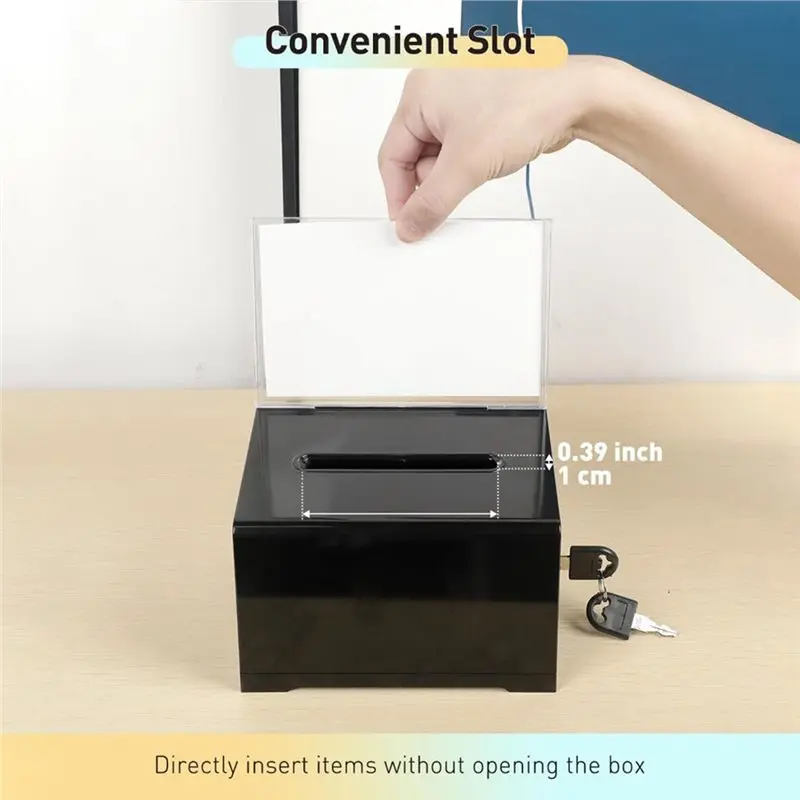 ABKL-Plastic Container With Lock And Sign Holder Suggestion Box- Acrylic Solid Donation Box Durable Ballot Box For Voting
