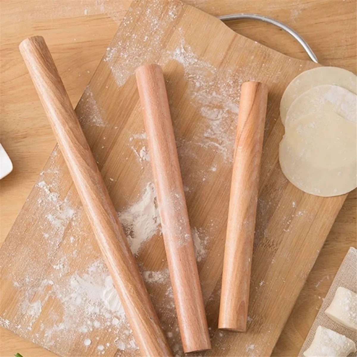 Household Rolling Pin, 25/30/50CM 3-Pack Solid Wood Wooden Rolling Pin, Dough Utensil Kitchen