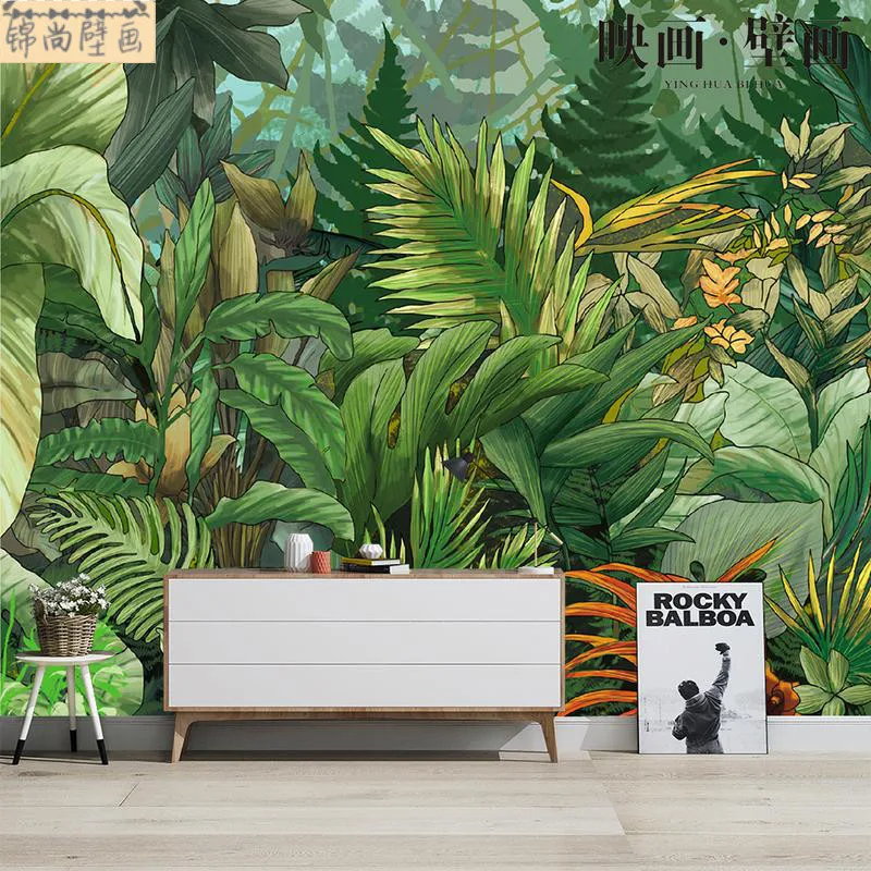 Customized products 3D Nordic hand-painted tropical plant leaf landscape wallpaper living room TV background wall mural 3 D