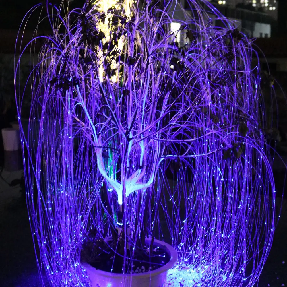 Waterproof IP65 RGB Color-Changing LED Willow Fiber Optic Light Tree Rust-Proof Daylight Remote Control Aluminum Alloy 2-Year