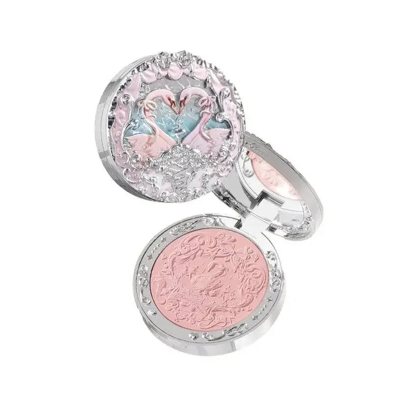 Flower Knows Swan Ballet Velluto in rilievo Fard opaco Trucco Pressato Fard in polvere Pallet Set regalo da donna