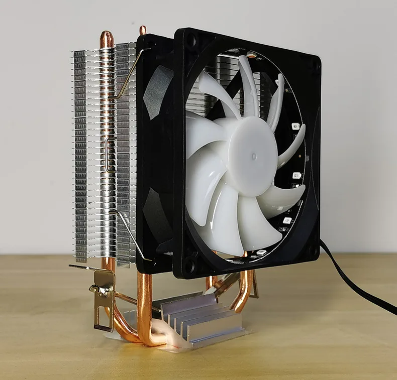 프로스트 P2 CPU 쿨러 듀얼 구리 튜브 히트 파이프 CPU 히트 싱크, LGA 775/115x/1366/1200 AMD 754/AM2/AM3/AM4 용 3 핀 90mm 팬 라디에이터