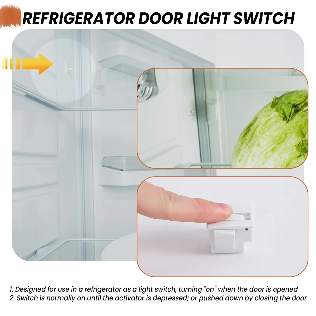 Interruptor de luz de lámpara de puerta de refrigerador, pieza de nevera de repuesto para cocina, 5A, 125V