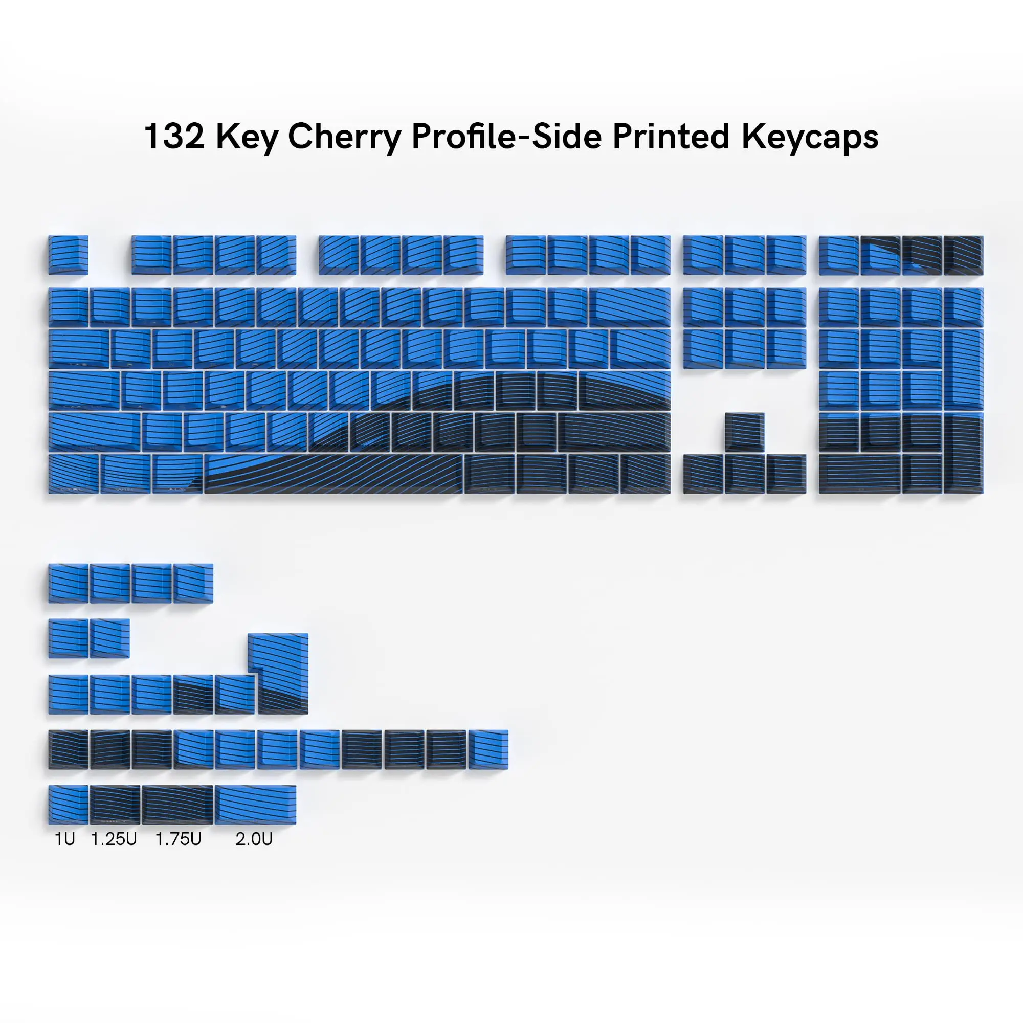 132 Keys Blue Black Topographic Side Printed RGB Backlit Keycaps 5 Side Dye Sub Cherry Profile Keycaps for MX Switches Keyboard